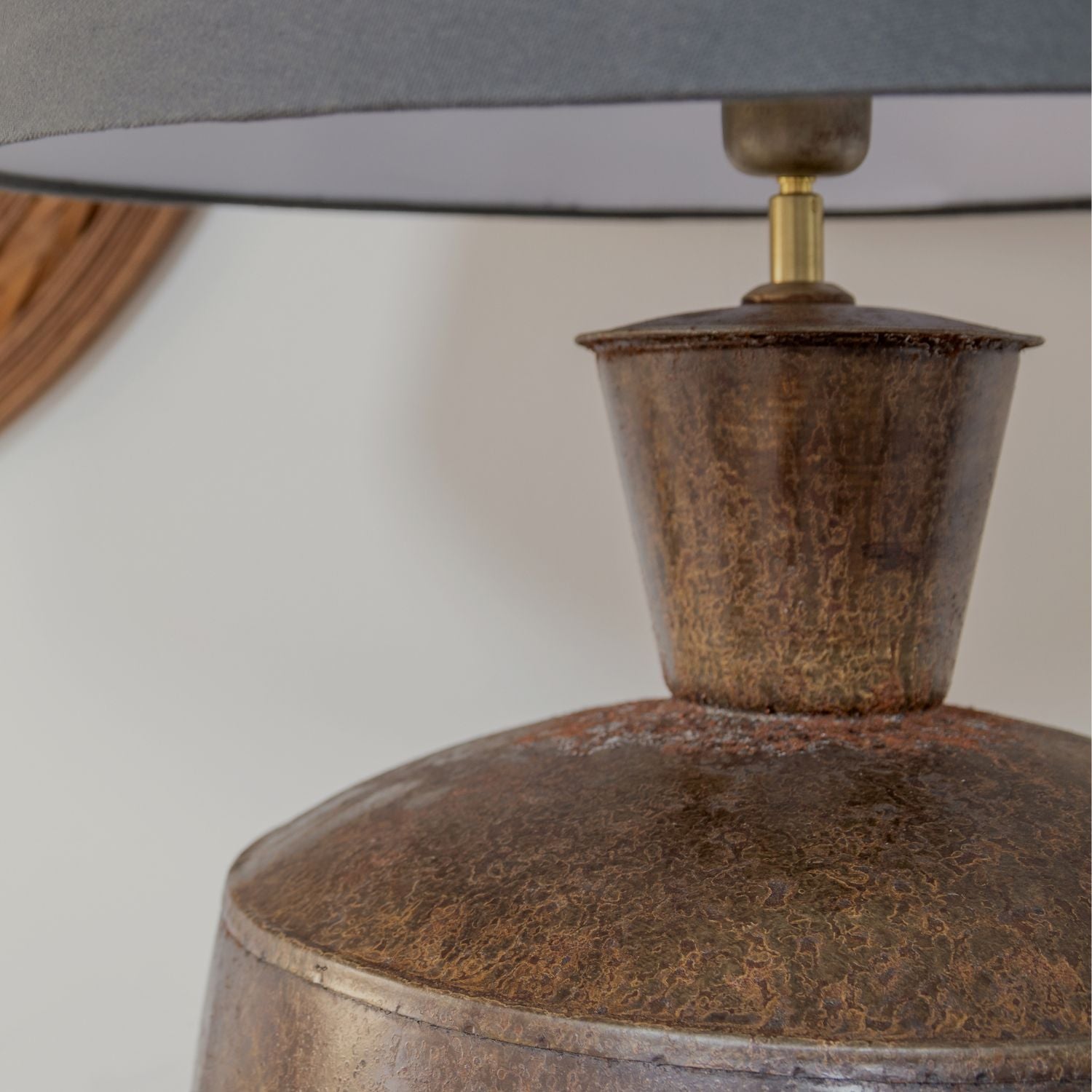 Bronze Iron Table Lamp with Linen Shade